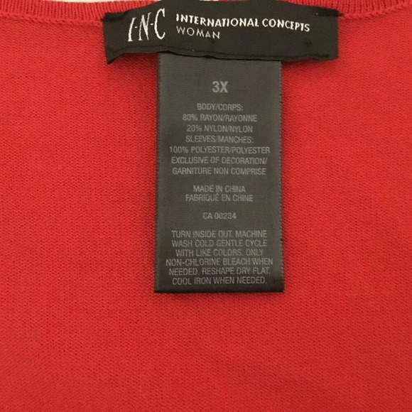 INC Womens Plus Flare Sleeve V-Neck  Wrap Top Sz 3 X - Picture 8 of 8
